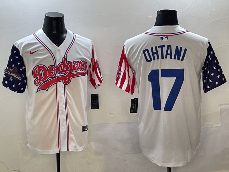 Men Los Angeles Dodgers 17 Ohtani White a generation of national flags Joint name 2025 Nike MLB Jersey style 13